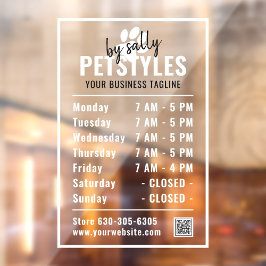 Moderne Berufliche Logoöffnungszeiten Schwarz-weiß Fensteraufkleber