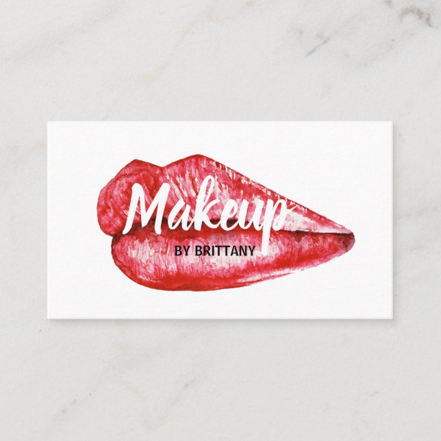 Moderne Berufliche Makeup Artist Rote Lippen Visitenkarte (Vorderseite)