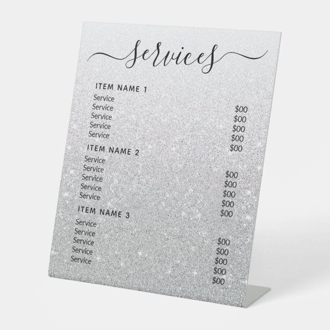 Moderne Berufliche Preisliste Sockelschild (Vorderseite)