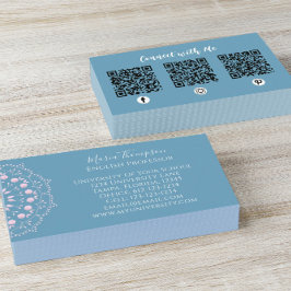 Moderne Berufliche QR Code Social Media Blue Visitenkarte