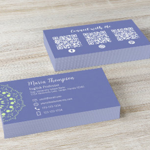 Moderne Berufliche QR Code Social Media Blue Visitenkarte