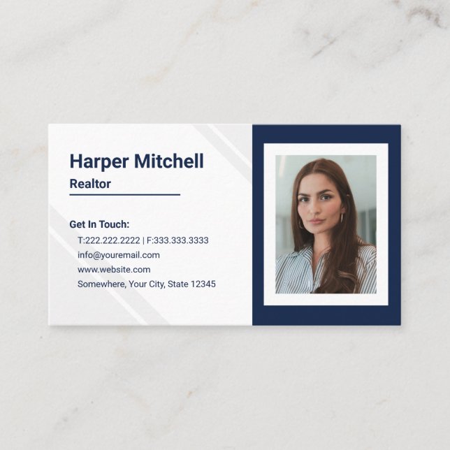Moderne Berufliche Realtor Foto Business Card Visitenkarte (Vorderseite)