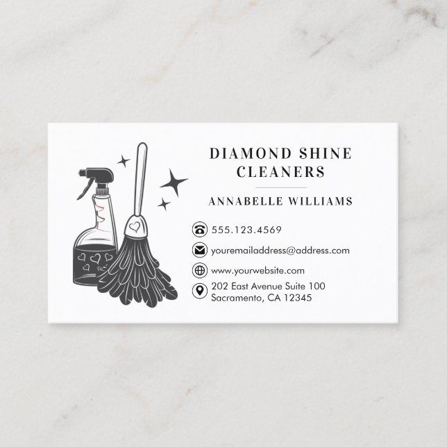 Moderne Berufliche Reinigungsfirma Business Card Visitenkarte (Vorderseite)