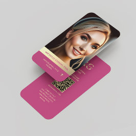 Moderne Berufliche Rosa-Monogramm Qr Visitenkarte