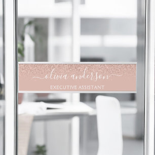 Moderne Berufliche Rose Gold Blush Pink Glitzer Türschild