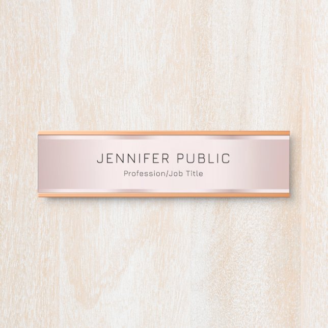 Moderne Berufliche Rose Gold Elegante Vorlage Türschild (Vorderseite )