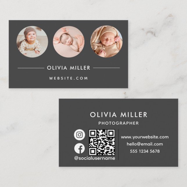 Moderne Berufliche Visitenkarte mit QR-Code (Vorne/Hinten)