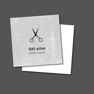 Moderne Beschaffenheits-graues Schwarzes Scissors Quadratische Visitenkarte