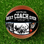 Moderne BEST COACH EVENT Coole Trendy Foto Collage Basketball<br><div class="desc">Perfekt für den coolsten Trainer: Der BEST COACH EVER hat einen Basketball mit 3 beliebten Fotos in Farbe, seinem Namen und einer Danksagung, Teamname und Saisonjahr. Vielen Dank, dass Sie ein Geschenk für Abschluss oder eine phantastische Überraschung für seinen Geburtstag, sicherlich ein sicheres, dass er Liebe für die nächsten Jahre....</div>