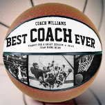 Moderne BEST COACH EVENT Coole Trendy Foto Collage Basketball<br><div class="desc">Perfekt für den coolsten Trainer: Der BEST COACH EVER hat sich auf den Basketball mit 3 beliebten Fotos in trendigem Schwarz und Weiß, seinem Namen und einer Danksagung sowie Teamname und Saisonjahr spezialisiert. Tolle Dankeschön oder eine phantastische Überraschung für seinen Geburtstag, sicherlich ein Sake, den er für die nächsten Jahre...</div>