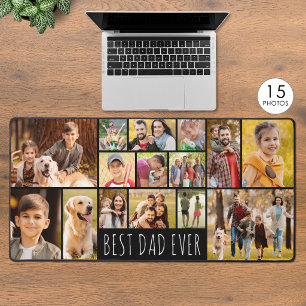 Moderne Best Dad Ever 15 Foto-Collage individuell  Schreibtischunterlage