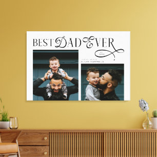 Moderne Best Dad Ever 2 Fotos Vatertagsgeschenke Leinwanddruck