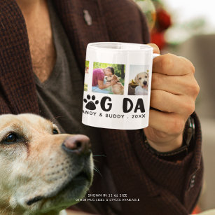 Moderne BEST DOG VATER Paw Print FotoCollage Kaffeetasse
