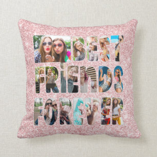 Moderne BEST FREUNDE FREVER Letters Foto Glitzer Kissen