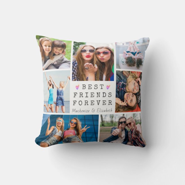 Moderne BEST FREUNDE FÜR Foto Collage White Kissen (Vorderseite)