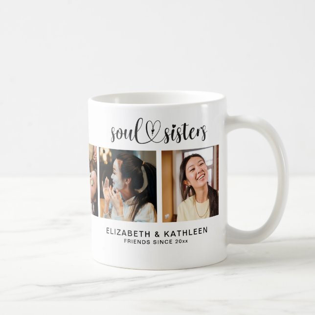 Moderne Best Friend Soul Schwestern 5 Foto Collage Kaffeetasse (Rechts)
