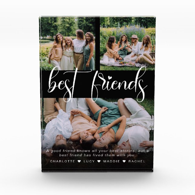 Moderne Best Friends 3 FotoCollage & Custom Text Fotoblock (Vorderseite)