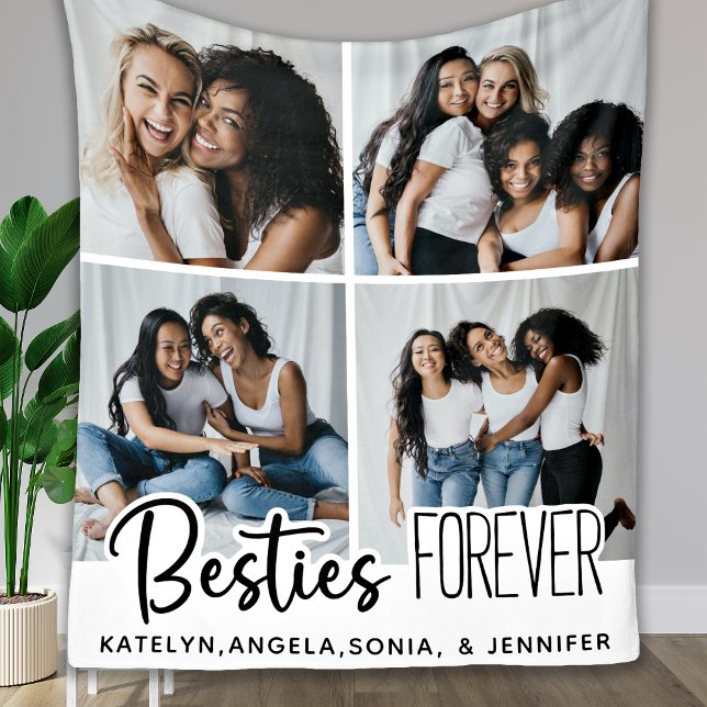 Moderne Best Friends Personalisiert Chic 4 Fotos Fleecedecke (Von Creator hochgeladen)