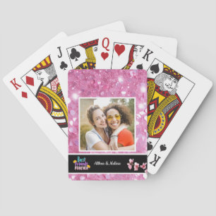 Moderne Best Friends Pink individuelles Foto Spielkarten