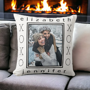 Moderne Best Friends XOXO Personalisiertes Foto Kissen