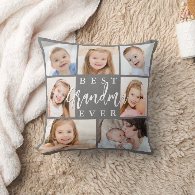 Moderne BEST GRANDMA EVA 7 Foto Collage Custom Kissen (Decke)
