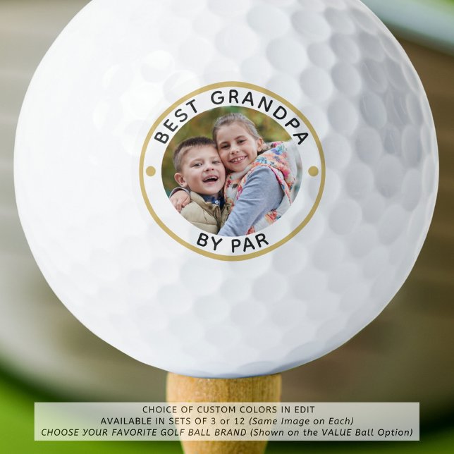 Moderne BEST GRANDPA PAR Foto Personalisiert Golfball (Von Creator hochgeladen)