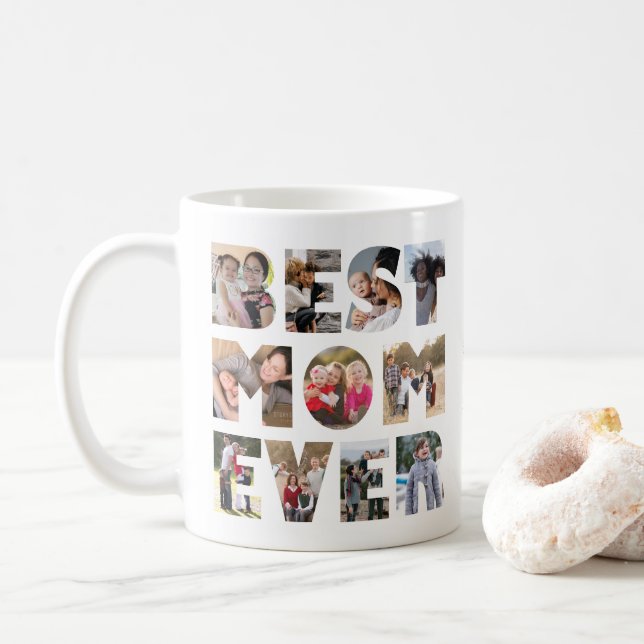 Moderne BEST MAMA EVER 11 Foto Collage Mutter's Da Kaffeetasse (Mit Donut)