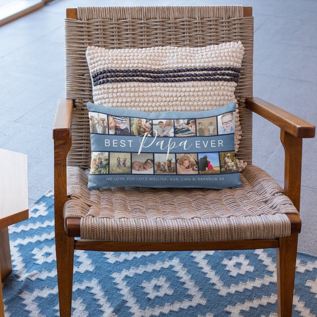 Moderne "Best Papa Ever"-Fotosammlung Lendenkissen (Von Creator hochgeladen)