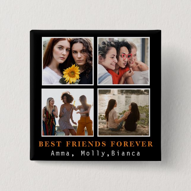 Moderne beste Freunde für immer FotoCollage | Best Button (Vorderseite)