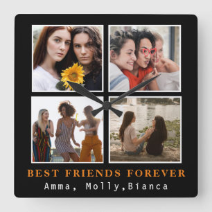 Moderne beste Freunde für immer FotoCollage Best Quadratische Wanduhr