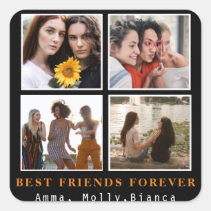 Moderne beste Freunde für immer FotoCollage Best Quadratischer Aufkleber