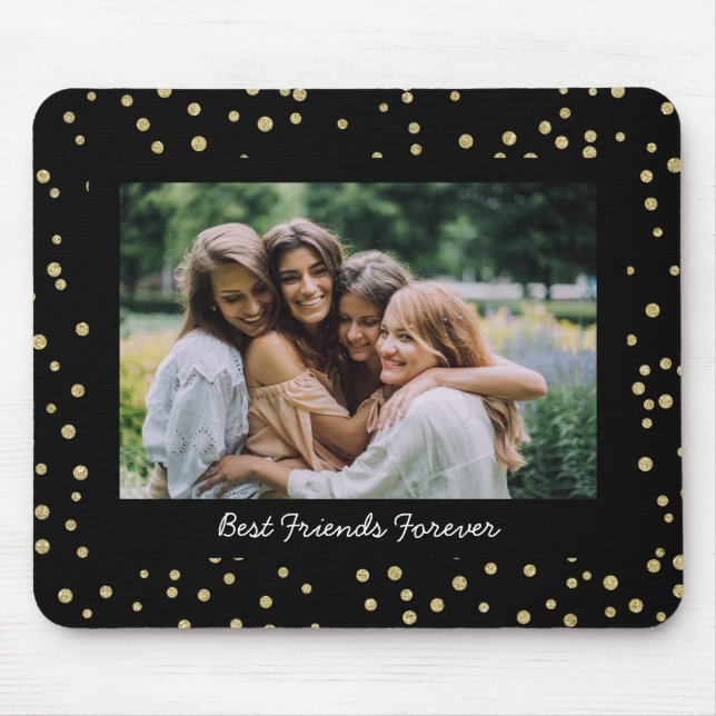 Moderne BESTE FREUNDIN Besties Foto Black Gold  Mousepad (Vorne)