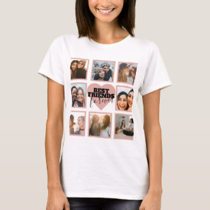Moderne BESTE FREUNDIN Foto Collage Rose Goldenes  T-Shirt