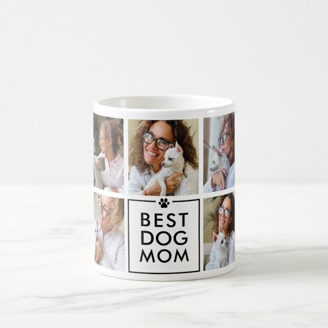 Moderne beste Hundemutter 7-Foto-Collage Kaffeetasse (Mittel)