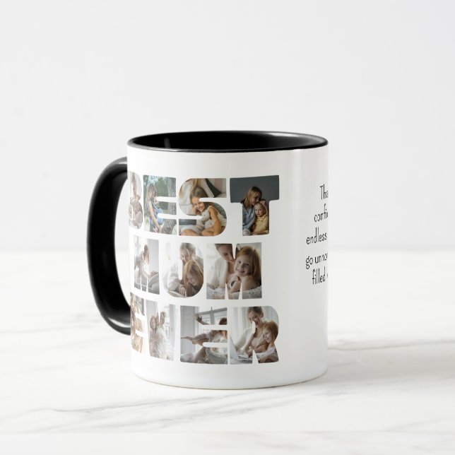 Moderne beste Mama je 11 Fotos Collage White Tasse (Vorderseite Links)