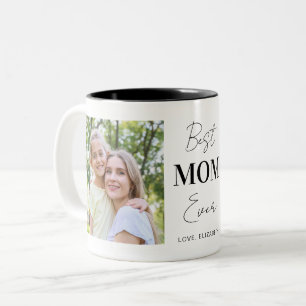 Moderne beste Mama je 2 FotoCollage Personalisiert Zweifarbige Tasse