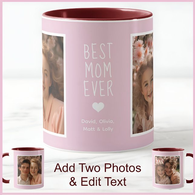 Moderne beste Mama je 2 Fotos Text Rosa C52 Weiß Tasse (Von Creator hochgeladen)