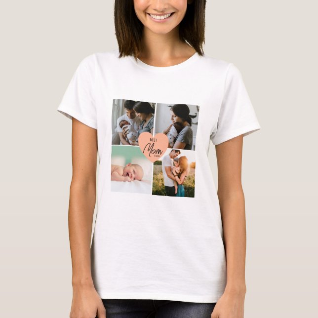 Moderne beste Mama je 4 Foto T-Shirt (Vorderseite)