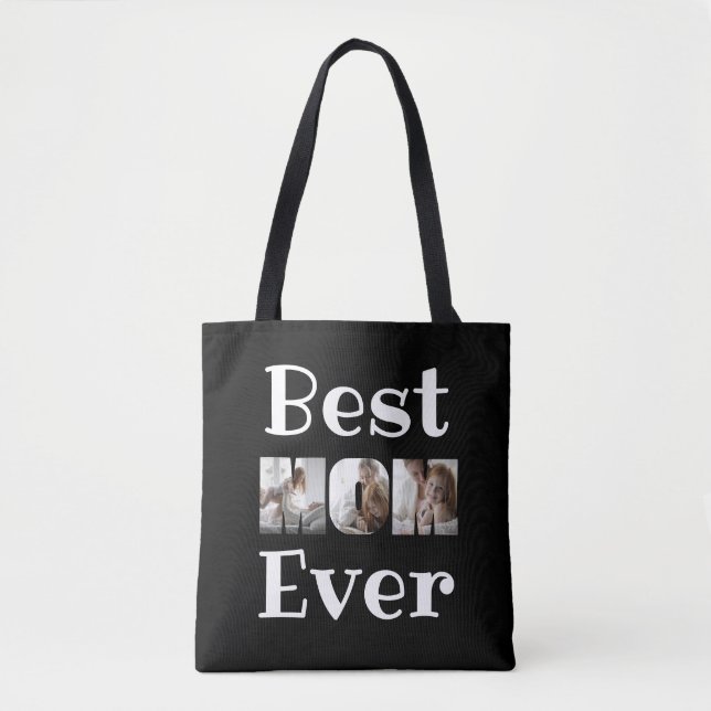 Moderne beste Mama je 6 Fotos Collage Black Tasche (Vorderseite)