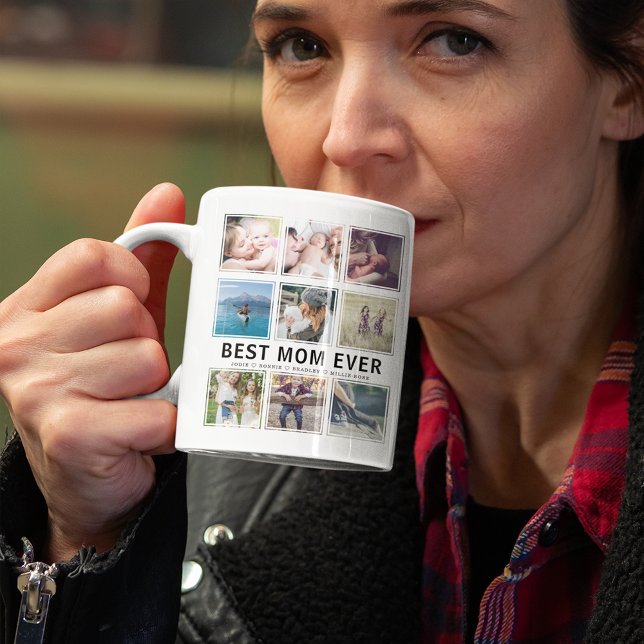 Moderne beste Mama je Foto Collage Keepake Kaffeetasse (Von Creator hochgeladen)