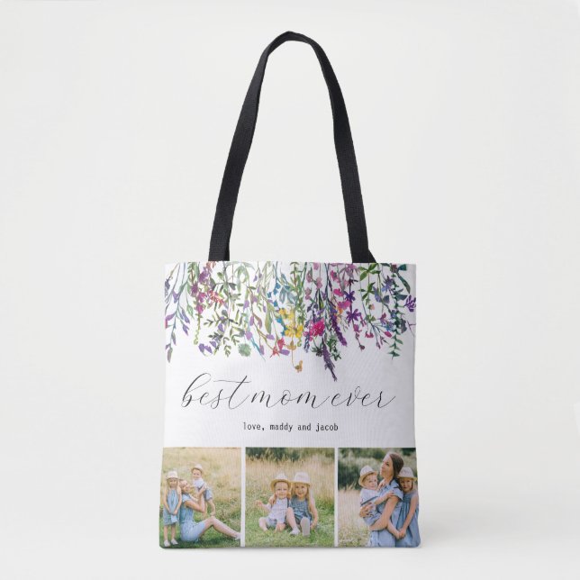 Moderne beste Mama je Foto Tasche (Vorderseite)