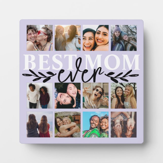 Moderne beste Mama je Lila FotoCollage Fotoplatte (Vorderseite)