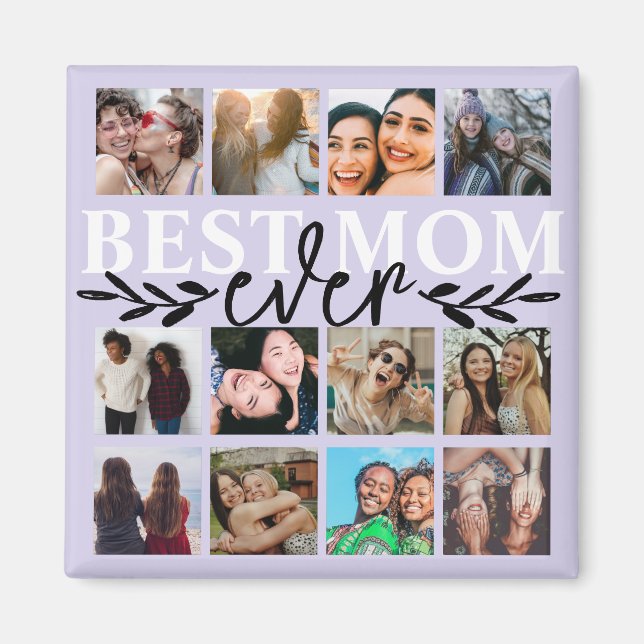 Moderne beste Mama je Lila FotoCollage Magnet (Vorne)