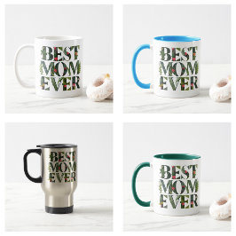 Moderne beste Mama je Niedliche Blume und grüne Pf Kaffeetasse