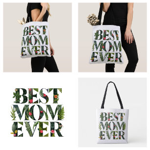 Moderne beste Mama je Niedliche Blume und grüne Pf Tasche