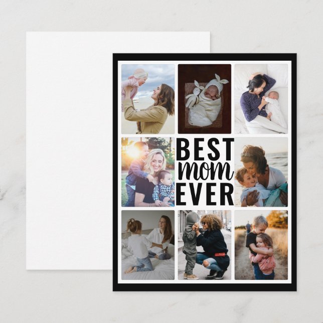 Moderne beste Mama je Schwarz-Weiß-FotoCollage (Vorne/Hinten)