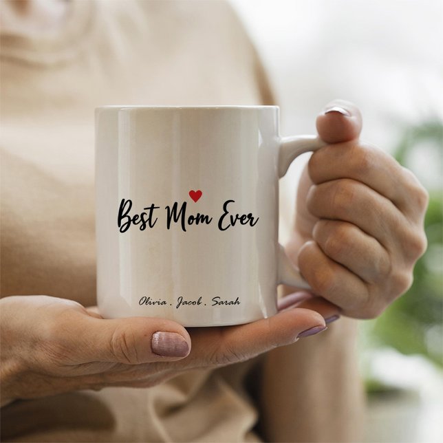 Moderne beste Mama je und Kinder Namensschrift Zwe Kaffeetasse (Von Creator hochgeladen)