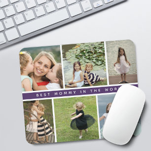 Moderne Beste-Mami-Foto-Collage Lila Mousepad