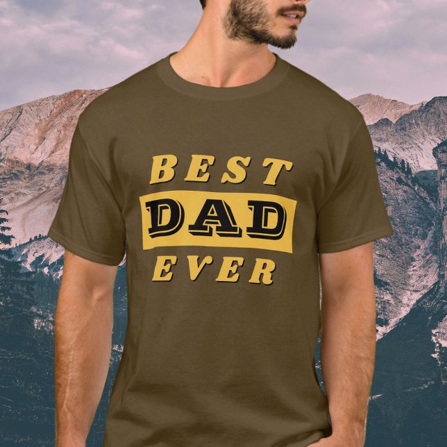 Moderne Beste Vater Vater Gelbe Schwarztypografie T-Shirt (Von Creator hochgeladen)