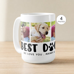 Moderne BESTER HUNDEVATER 4 Foto-Collage Pfotenabd Kaffeetasse